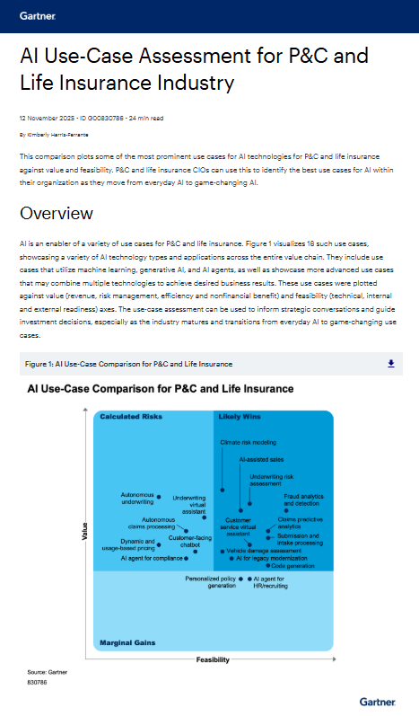 Gartner - AI Use Case Assessement in PnC and Life Insurance 2